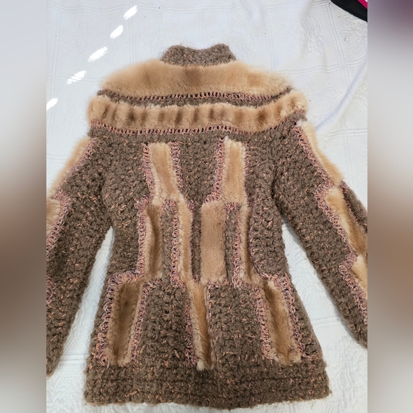 Vintage Norma Canada Womens Mink Fur Wool Yarn Coat Cabincore - Picture 8 of 11